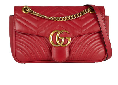 Medium GG Marmont Shoulder Bag, &pound;550, Handbags, Red, Leather, Front view